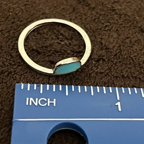 💖3/$10!!! Turquoise and silver dainty half circle ring. OS. - Picture 7 of 9